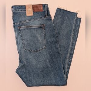 Madewell Plus Sz Mid-Rise Skinny Cropped Light Blue Destructed Jeans Size 34 NWT